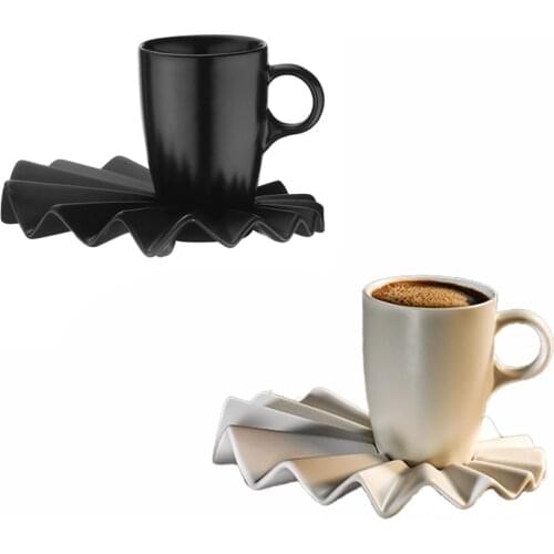 Kutahya Porcelain Adora Black&Cream 2 Person Coffee Set Turkish Espresso 2 Cups + 2 Saucers %100 Original