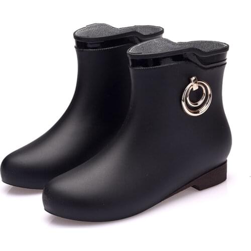 Short-tube Women Rain Boots Non-slip Water Ladies Casual Raining Boots Fashion Rubber Womens Waterproof Boots