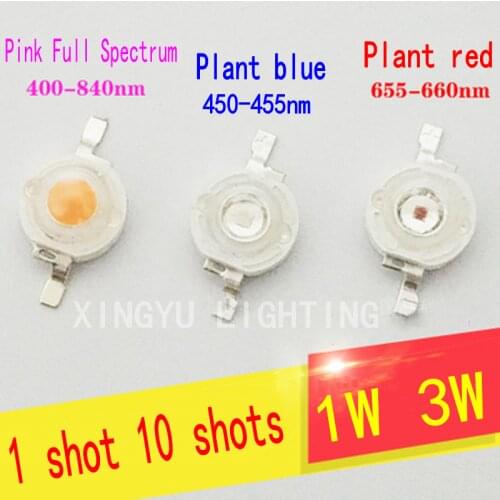 10pcs led lamp beads 1W 3W LED lamp beads plant growth lamp full spectrum fill light plant red blue fish tank water grass lamp