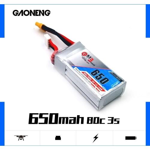 2PCS Gaoneng GNB 3S 650mAh 11.1V 80C/160C Lipo battery with XT30 Plug for RC FPV Racing Drone 4 axis UAV Quadcopter Parts