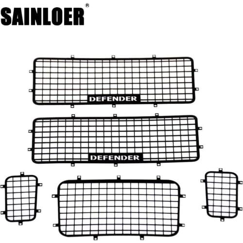 SAINLOER 5pcs TRX4 Metal Window Mesh Protective Net DEFENDER Logo for 1/10 RC Crawler Car Traxxas TRX-4 Accessories