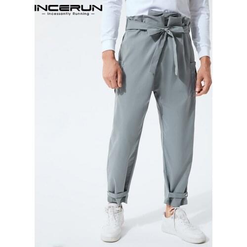 Fashion Men Pants Joggers 2021 Lace Up Solid Color Casual Irregular Trousers Streetwear Pockets Pantalones Hombre S-5XL INCERUN