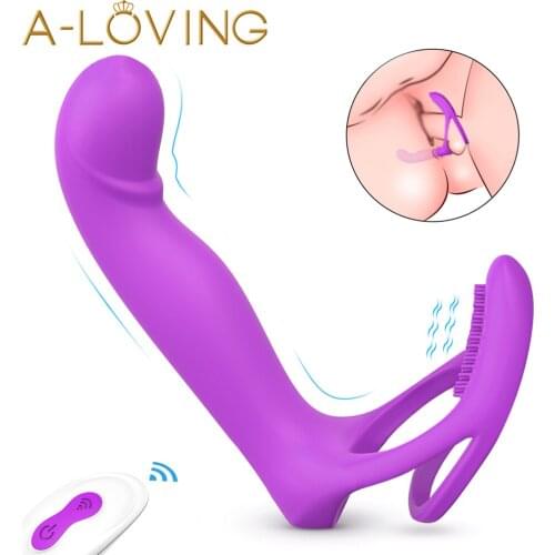 Male Prostate Massage Testicles Vibrator with Delay Ejaculation Ring Anal Plug Prostate Masturbators Butt Plug Sex Toys for Men