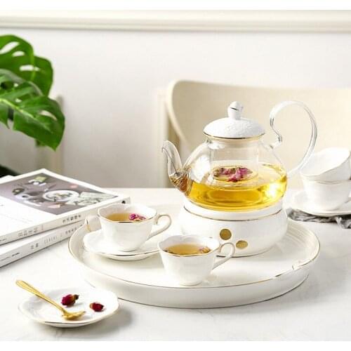 Japanese Style Rose Tea English Afternoon Tea Ceramic Glass Flower Tea Set Summer Health Tea Fruit Camellia Teapot Set-004