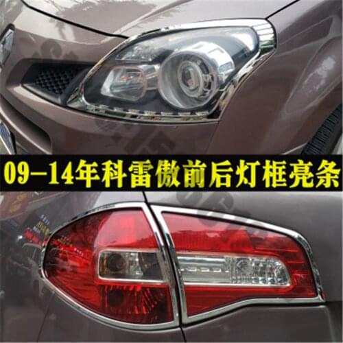 For Renault Koleos 2009-2016 Car styling ABS Chrome Front +Rear headlight Lamp Cover trim Car Styling