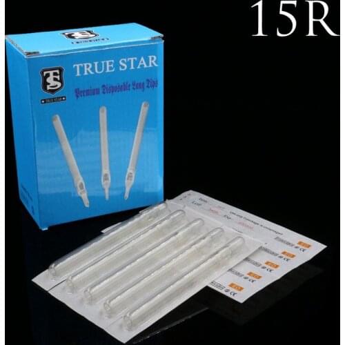 50PCS 15R Tattoo Tip True Star Clear Long Disposable Tips 108mm needles tip For tattoo needles Free Shipping