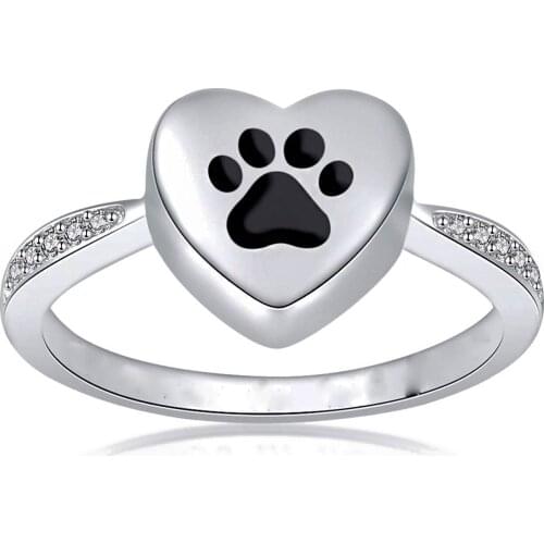 Forever in My Heart Cremation Urn Ring Hold Loved Pets Dog Ashes for Women Finger Ring Memorial Jewelry