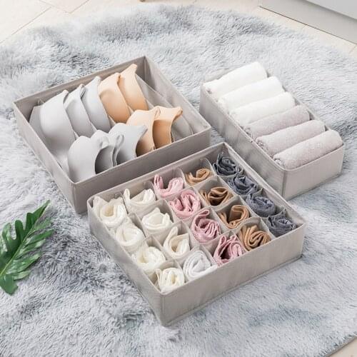 3Pcs/Set Non-woven Fabric Underwear Organizer Foldable Closet Drawer Divider Panties Bras Socks Ties Home Room Storage Organizer