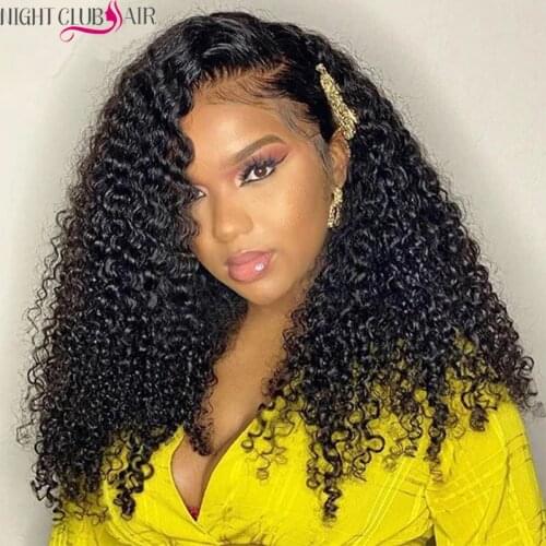 Night Club Black Friday Sale Kinky Curly Wig Long Curly Human Hair Wigs Lace Front Human Hair Wig 4x4 Lace Closure Wigs