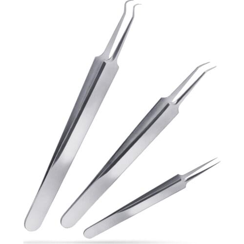 Stainless Steel Blackhead Acne Blemish Pimple Extractor Remover Needles Bend Curved Blackhead Acne Clip Tweezer Face Care Tool