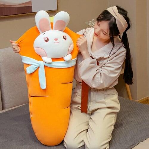 Cute Rabbit Carrot Plush Toy Doll Big Soft Kawaii Bunny Sleeping Bed Pillow for Girl Gift 43inch 110cm DY50952