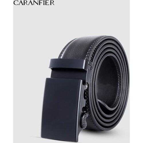 CARANFIER Belt Men Style Automatic Belt High Quality Top Cow Genuine Leather Luxury Strap Male Simple Business Brand Designer