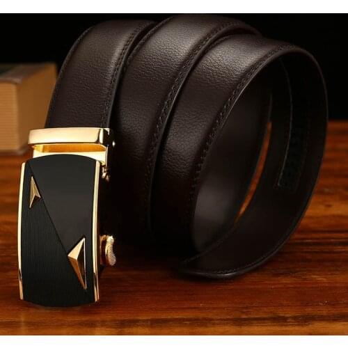 Anxianni cow genuine leather mens belt strap for male automatic buckle alloy buckle belts Free Shipping