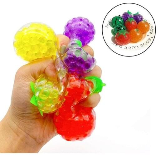 Fruit Vent Ball Watermelon Banana Foam Beads Antistress Squish Toy Squeeze Relief Gift Kids Relief Pressure Ball