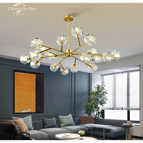 Postmodern LED Chandeliers Lighting Crystals Tree Branch Lustre Ball Indoor Lights for Kitchen Living Room Bedroom Dining Room