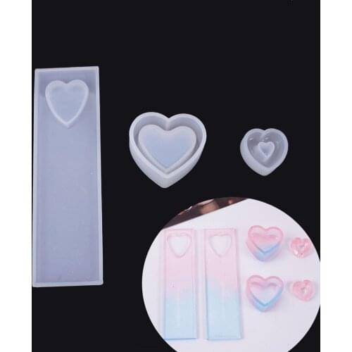 UV Epoxy Resin Mold Heart Box Hollow jewelry Pendant Bookmark Casting Silicone mold Handmade DIY Crafts art Making Tools