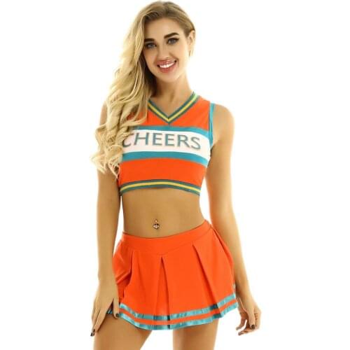 Women Gleeing Cheerleading Uniform Sexy Cheerleader Cosplay Costume High Schoolgirl Mini Pleated Skirts Roleplay Outfit Clubwear