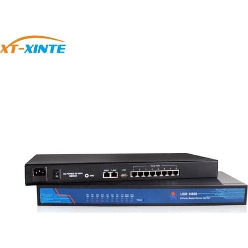 USR-N668 8 Ports Serial Ports Device RS232/RS485/RS422 Serial to Ethernet Converters Module Support TCP Server/UDP Client