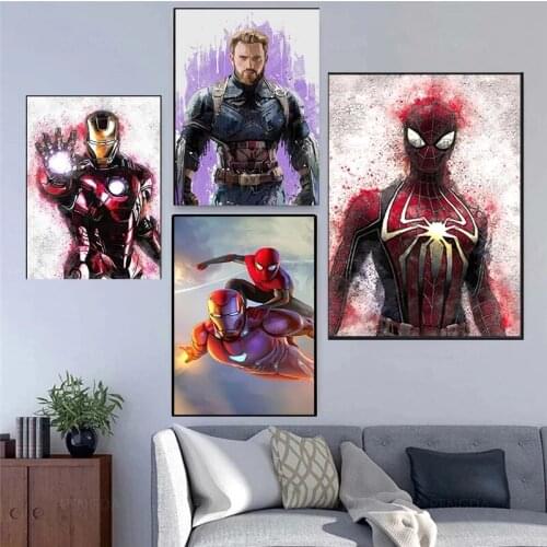 Marvel Vintage Poster Spiderman Iron Man Captain America Superhero Avengers Canvas Paintings Print Wall Art Picture Home Decor