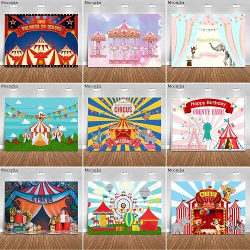 Circus Theme Birthday Party Backdrop Newborn Children Portrait Photography Background Circus Carnival Baby Shower Photocall Prop