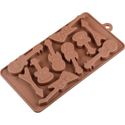 10 grid guitar shape silicone cake mold chocolate ice cube fudge pudding 3D mold DIY baking fondant cake decorating tools