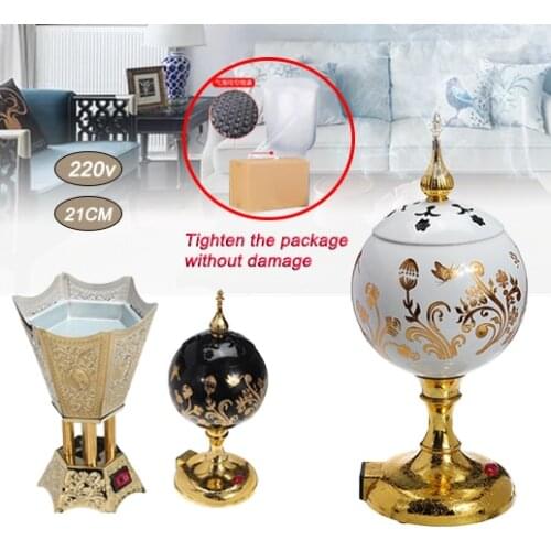 220V Mini Electric Burner Arabian Islamic Style Incense Burner Incense Bakhoor Square Pearl Incense Electric Metal Positive Home