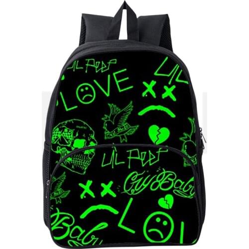 3D Print Hip Hop Popular Lover Backpack Men Rap Lil Peep Bag Zipper Schoolbag Bookbag Back Pack 16 Inch Rucksack Bagpack Fashion