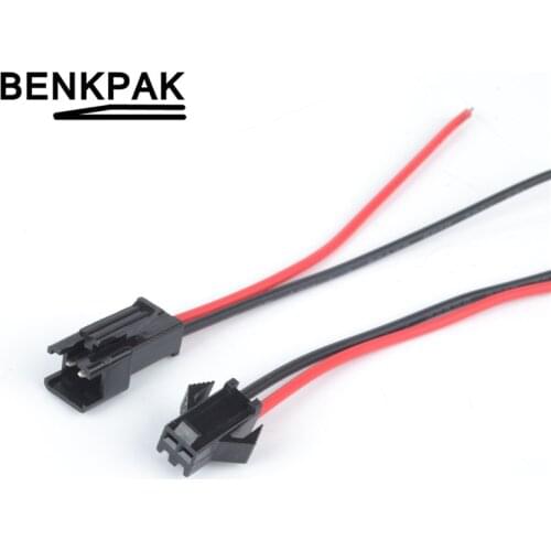 50Pairs Long JST SM 2P Plug Male to Female Wire Connector SM2P LED connectors