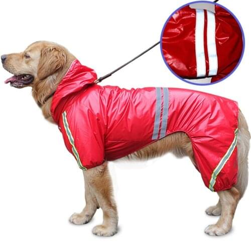 ADEWEL Waterproof Dog Raincoat Reflective Solid Color Outdoor Large Dog Clothes Pet Jacket Coat For Small Medium Large Dogs
