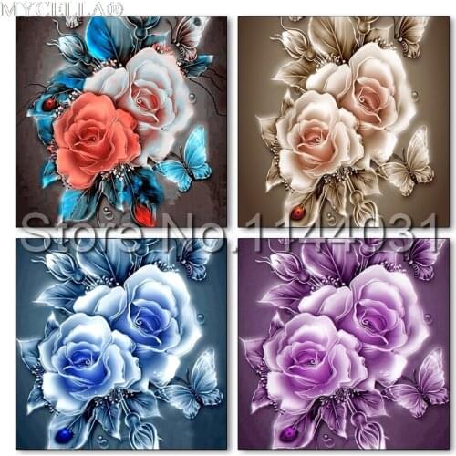 Diy 5D Diamond Painting Rose Needlework Diamond Embroidery Flowers Full Dimond Mosaic Cross Stitch Unfinished Christmas Gift