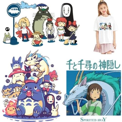 Anime Totoro Iron on Transfers For Clothes Stickers Kids DIY Iron-On Heat Transfers Vinyl Applique No Face Man Badge For T-shirt