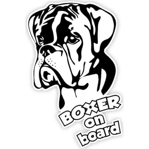 PLAY COOL Car Sticker Cartoon Lovely Dog Boxer on Board Automobiles Accessories PVC Decal for VW Polo Passat,17cm*11.1cm