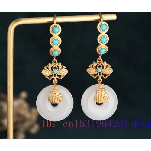 White Jade Doughnut Earrings Women Charm Agate Fashion Natural Gemstone Jewelry Chalcedony Crystal 925 Silver Zircon Gifts