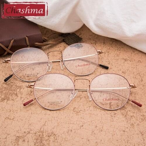 Chashma Pure Titanium Frame Lentes Opticos Top Quality Round Retro Titanium Frames Super Light 14 Grams Eyeglasses Women