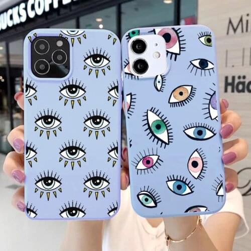 Lucky Eye Evil Eyes Print Purple Phone Case For iPhone XR X XS MAX SE 2020 12 11 Pro Max 7 8 6s Plus Soft Silicone Back Cover