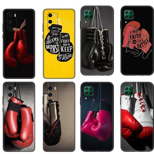 Black tpu Case For Huawei P30 Lite P30 Pro P40 Case For Huawei P40 LITE E P Smart 2020 Case Cover Boxing Gloves