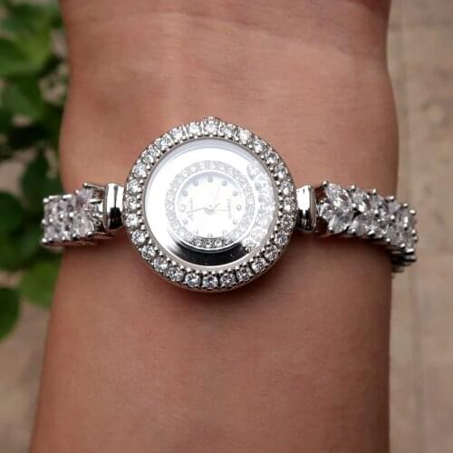 Good Qualtiy AAA Zircon Elements Leaf Austrian Crystal Bracelet Watch for Wedding Party Fashion Jewelry Made with Wholesale