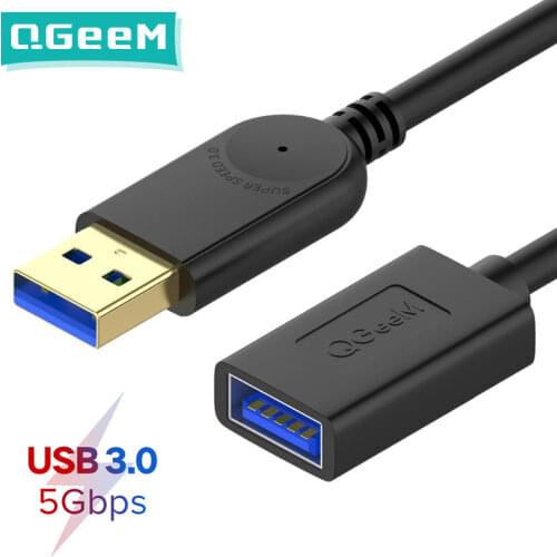 QGeeM USB Extension Cable Cord USB3.0 Male to Female Extender Data Sync Cable Adapter 1M 3M 2M Supper Speed USB 3.0 Cable