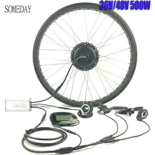 SOMEDAY 36V/48V500W Electric Bicycle snow bike conversion kit whole waterproof cable front wheel hub Motor with LCD6 display