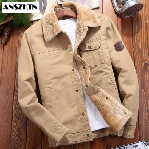 ANSZKTN New Arrival Mens High Quality Winter Warm Fleece Coats Mens Outwear Fashion Jean Jackets Male Cowboy Casual Clothes