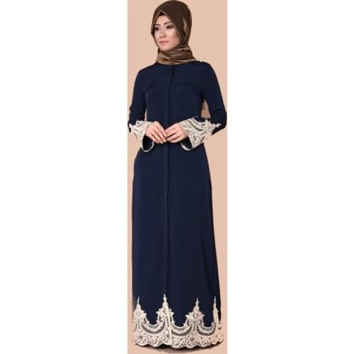 Muslim Abaya Lace Dress Cardigan Jubah Ramadan Middle East Thobe Worship Service Islamic Prayer Clothing Long Robe Gowns Kimono