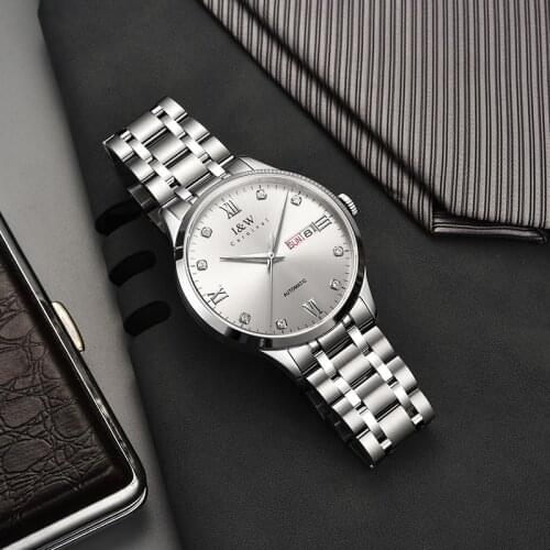 Relogio Masculino Switzerland Brand I&W Mechanical Watch for Men Luxury Dual Calendar Automatic Watch Dress Mens Clocks With Box