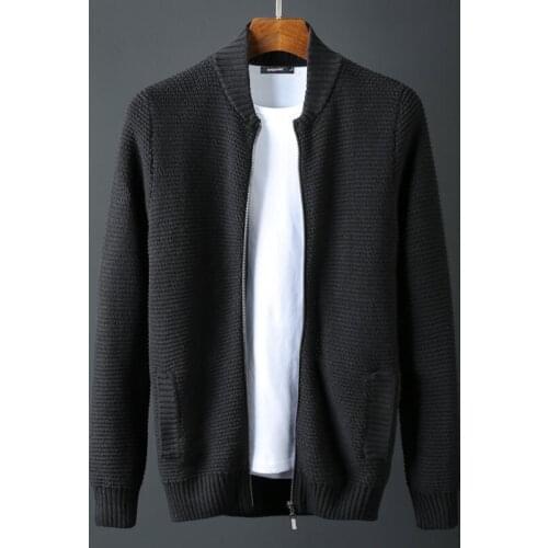 Stand Collar Men Luxury 1010% Cotton Zipper Winter Solid Color Slim Fit Sweater Man Plus Size 6XL