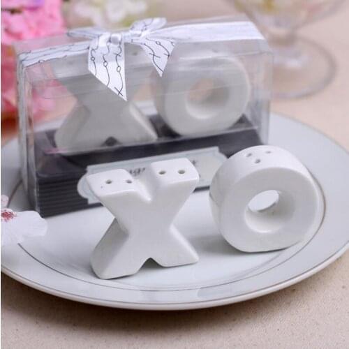New XO Ceramic Salt & Pepper cruet Shakers+ 100Pack/Lot wedding favor party gifts Holiday party gift LX4722