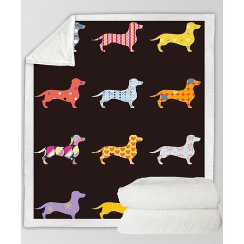 Sausage dog Blanket for Bed Cartoon 3D Print Throw Sherpa Blanket Bedspread kids Bedding flannel Blanket Home Textiles Customize
