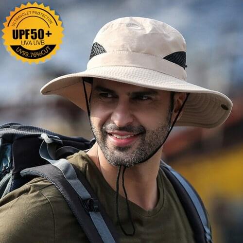 2021 Outdoor Mens Spring and Summer Bucket Hats Flat Sunscreen UV Breathable Sun Fashion Fisherman Fishing Hat Big Brim