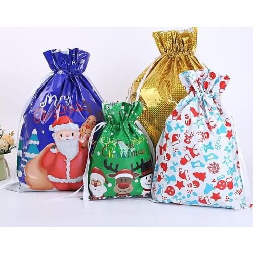 Gift Bag Fashion Multipurpose Coroful Gifts Drawstring Pouches Event Party Decor Merry Christmas Decorations for Home New Year