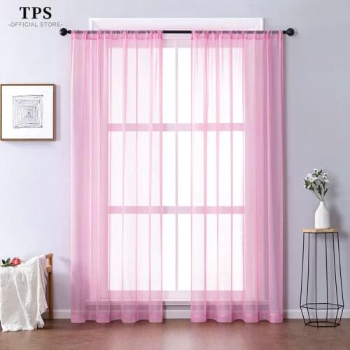 TPS Pink Sheer Curtain Window Tulle For Living Room Bedroom Kitchen Finished Window Treatment Home Decor Panel Finished Blinds
