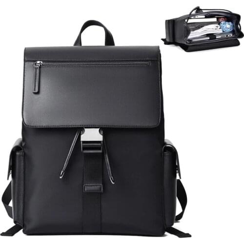SCIONE Men Waterproof School Oxford Backpack Casual Business Laptop Black Backpacks Urban PU Leather Fashion Travel Bag K130