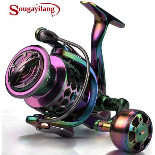 Sougayilang Colorful Metal Fishing Reels Spinning Fishing Reel 12+1BB Spinner Gear High Speed Smooth Bass Pesca Max Drag 8KG